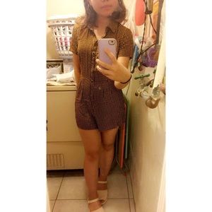 Plaid button up romper